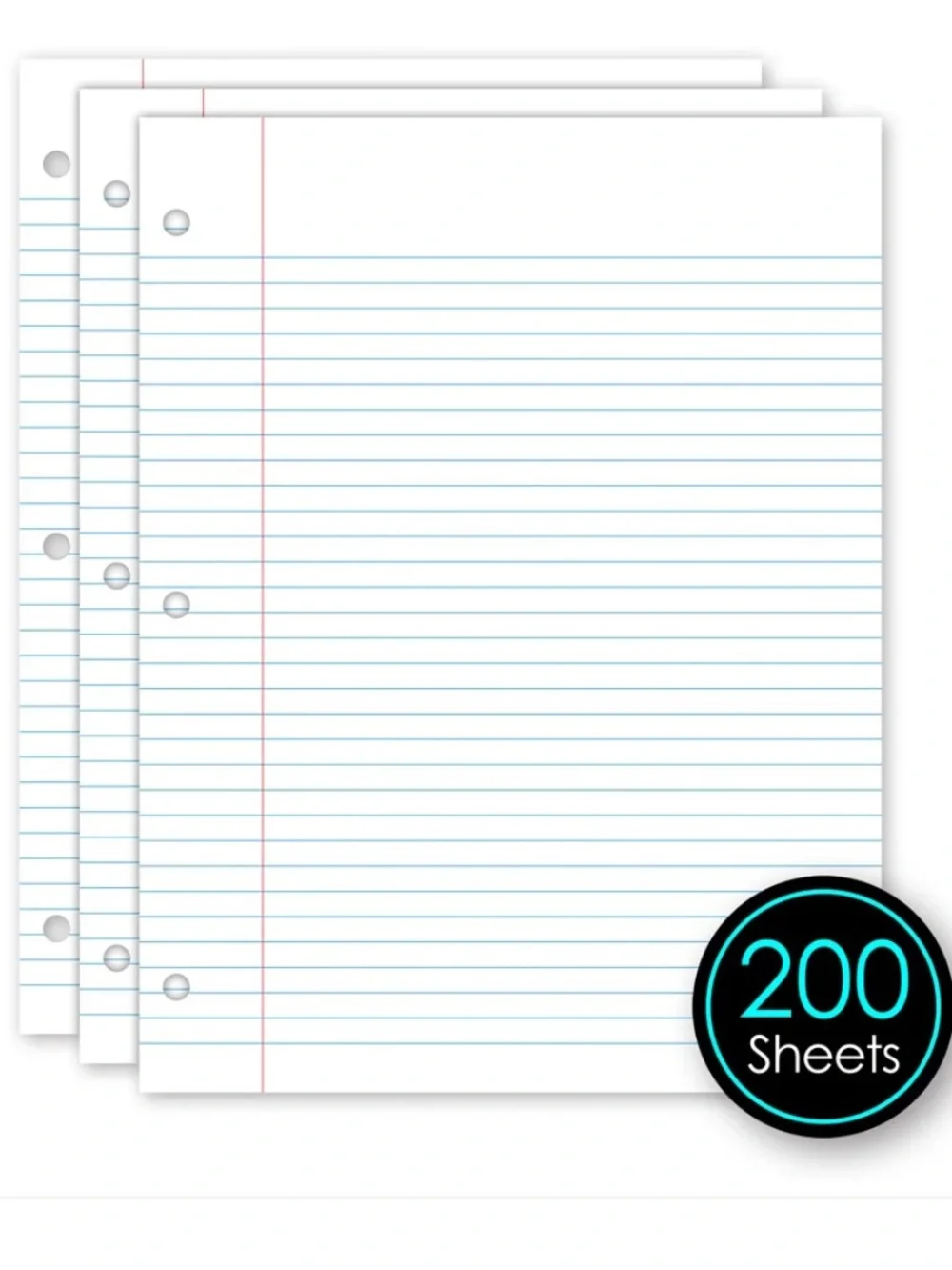 IScholar College-Ruled Filler Paper 3 Hole Punch 10.5x8in 200 Sheets X 3 Pack